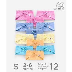 Babyhug 100% Cotton Triangle Cloth Nappies Small Set Of 12 - Multicolor