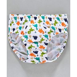 Babyhug 100% Cotton Briefs Dino Print Pack of 3 - White Orange