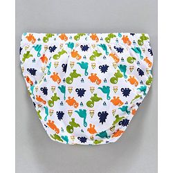 Babyhug 100% Cotton Briefs Dino Print Pack of 3 - White Orange