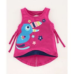 Babyhug Sleeveless High Low Top Bird Print - Pink