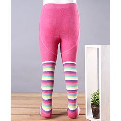 Babyhug Antibacterial Striped 100% Cotton Footed Tights - Pink