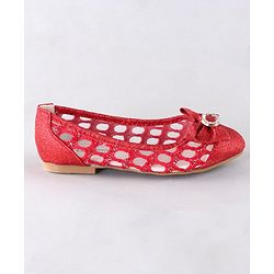 Cute Walk by Babyhug Party Wear Belly Shoes Bow Appliques - Red