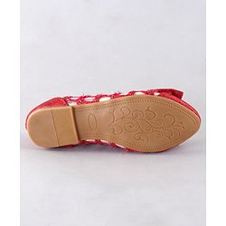 Cute Walk by Babyhug Party Wear Belly Shoes Bow Appliques - Red