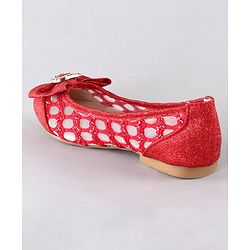 Cute Walk by Babyhug Party Wear Belly Shoes Bow Appliques - Red