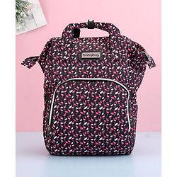 Babyhug Diaper Bag Black Flamingo Print - Maroon