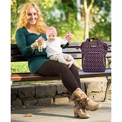 Babyhug Diaper Bag Black Flamingo Print - Maroon