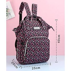 Babyhug Diaper Bag Black Flamingo Print - Maroon