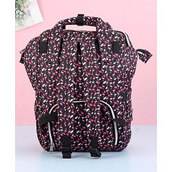 Babyhug Diaper Bag Black Flamingo Print - Maroon
