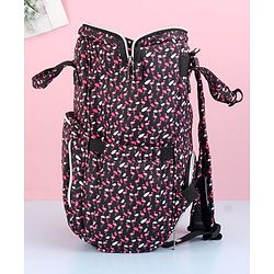 Babyhug Diaper Bag Black Flamingo Print - Maroon