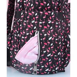 Babyhug Diaper Bag Black Flamingo Print - Maroon