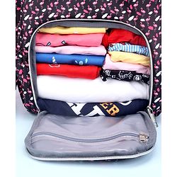 Babyhug Diaper Bag Black Flamingo Print - Maroon