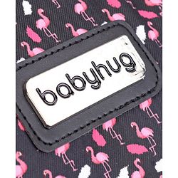 Babyhug Diaper Bag Black Flamingo Print - Maroon