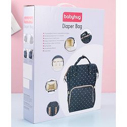 Babyhug Diaper Bag Black Flamingo Print - Maroon