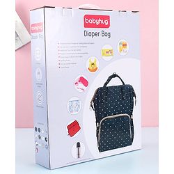 Babyhug Diaper Bag Black Flamingo Print - Maroon