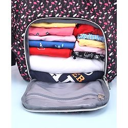 Babyhug Diaper Bag Black Flamingo Print - Maroon