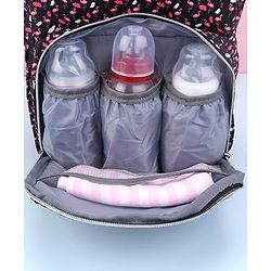 Babyhug Diaper Bag Black Flamingo Print - Maroon