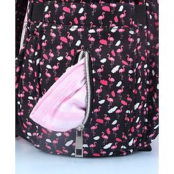 Babyhug Diaper Bag Black Flamingo Print - Maroon
