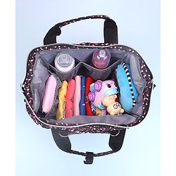 Babyhug Diaper Bag Black Flamingo Print - Maroon