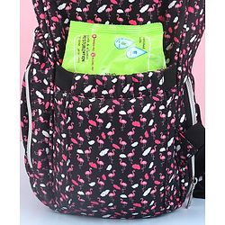 Babyhug Diaper Bag Black Flamingo Print - Maroon