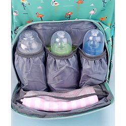 Babyhug Diaper Bag Flamingo Print - Green