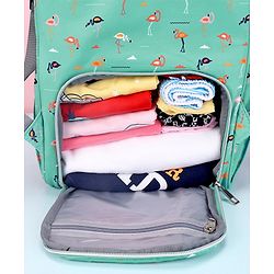 Babyhug Diaper Bag Flamingo Print - Green