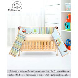 Babyhug Premium Cotton Crib Bumper Regular -Transport Theme (Cot not Included)