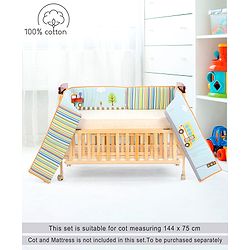 Babyhug Premium Cotton Crib Bumper Large -Transport Theme (Cot not Included)