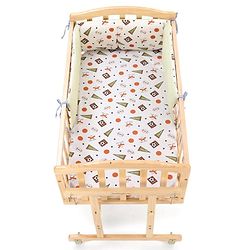 Babyhug Premium Cotton Head Support Bumper with Fitted Sheet for Cradle- Sports Theme