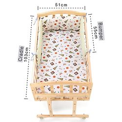 Babyhug Premium Cotton Head Support Bumper with Fitted Sheet for Cradle- Sports Theme