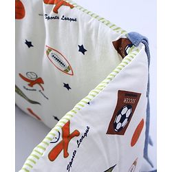Babyhug Premium Cotton Head Support Bumper with Fitted Sheet for Cradle- Sports Theme