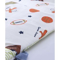 Babyhug Premium Cotton Head Support Bumper with Fitted Sheet for Cradle- Sports Theme