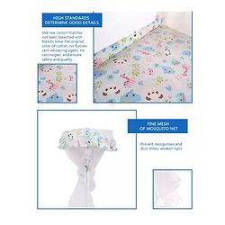 Babyhug Little Elephant Wooden Cradle with Wheels & Big Storage Drawers For Toys - Blue White