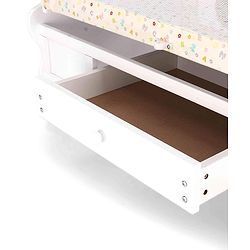 Babyhug Little Elephant Wooden Cradle with Wheels & Big Storage Drawers For Toys - Blue White