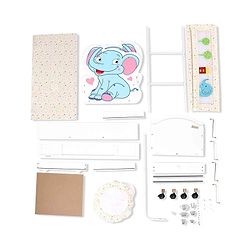 Babyhug Little Elephant Wooden Cradle with Wheels & Big Storage Drawers For Toys - Blue White