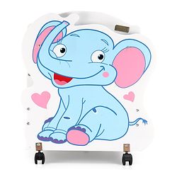 Babyhug Little Elephant Wooden Cradle with Wheels & Big Storage Drawers For Toys - Blue White
