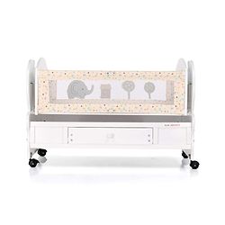 Babyhug Little Elephant Wooden Cradle with Wheels & Big Storage Drawers For Toys - Blue White