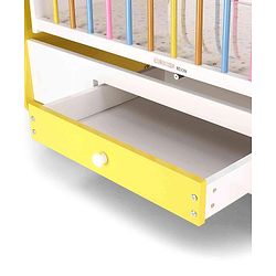 Babyhug Lucky Star Wooden Cradle with Wheel & Big Storage Drawers for Toys - Yellow White| Balanced Swing| Mosquito Net| Swing Lock| Wheels with Lock| Easy to Assemble