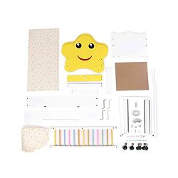 Babyhug Lucky Star Wooden Cradle with Wheel & Big Storage Drawers for Toys - Yellow White| Balanced Swing| Mosquito Net| Swing Lock| Wheels with Lock| Easy to Assemble