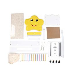 Babyhug Lucky Star Wooden Cradle with Wheel & Big Storage Drawers for Toys - Yellow White| Balanced Swing| Mosquito Net| Swing Lock| Wheels with Lock| Easy to Assemble