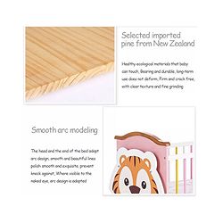 Babyhug Tiger Cub Wooden Cradle | Premium Sturdy & Safe Baby Cradle Jhula/Palna/Bed/Ghodiyu/Baggi/Baby Bedding with Mosquito Net | Big Storage Drawers for Toys  Pink White