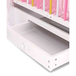 Babyhug Tiger Cub Wooden Cradle | Premium Sturdy & Safe Baby Cradle Jhula/Palna/Bed/Ghodiyu/Baggi/Baby Bedding with Mosquito Net | Big Storage Drawers for Toys  Pink White