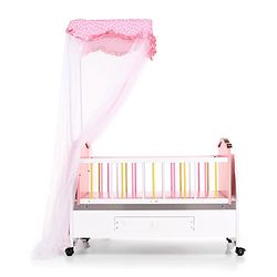 Babyhug Tiger Cub Wooden Cradle | Premium Sturdy & Safe Baby Cradle Jhula/Palna/Bed/Ghodiyu/Baggi/Baby Bedding with Mosquito Net | Big Storage Drawers for Toys  Pink White
