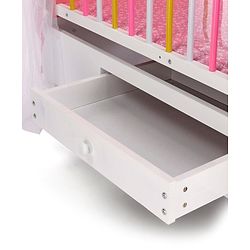 Babyhug Tiger Cub Wooden Cradle | Premium Sturdy & Safe Baby Cradle Jhula/Palna/Bed/Ghodiyu/Baggi/Baby Bedding with Mosquito Net | Big Storage Drawers for Toys  Pink White