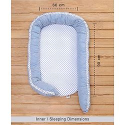 Babyhug Premium Baby Nest 3 Piece Gadda Set Polka Dots Print - Light Blue