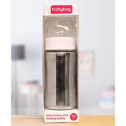 Babyhug  Stainless Steel Feeding Bottle with Leak-Proof Cap & Silicone Nipple  300 ml | BPA Free| Durable| Milk Feeding | 304 Grade | Newborn