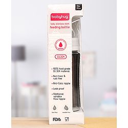 Babyhug  Stainless Steel Feeding Bottle with Leak-Proof Cap & Silicone Nipple  300 ml | BPA Free| Durable| Milk Feeding | 304 Grade | Newborn