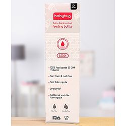 Babyhug  Stainless Steel Feeding Bottle with Leak-Proof Cap & Silicone Nipple  300 ml | BPA Free| Durable| Milk Feeding | 304 Grade | Newborn