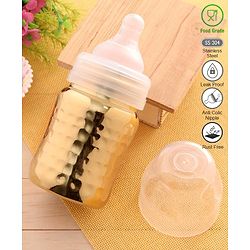 Babyhug  Stainless Steel Feeding Bottle with Leak-Proof Cap & Silicone Nipple, Golden  200 ml | BPA Free| Durable| Milk Feeding | 304 Grade | Newborn