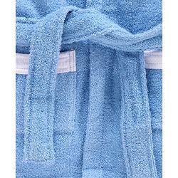 Babyhug Hooded Bathrobe Prince Embroidery - Blue