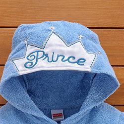 Babyhug Hooded Bathrobe Prince Embroidery - Blue